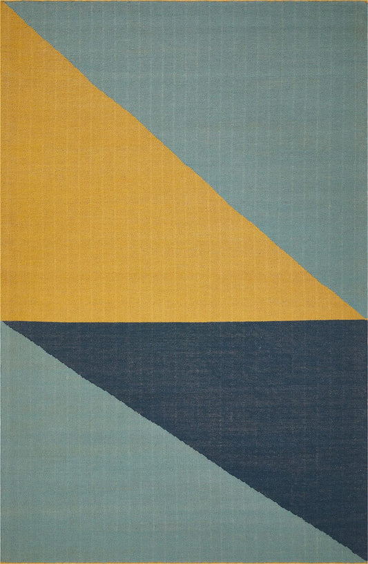 YUDU Fezzy Geometric Handwoven Wool-Cotton Rug